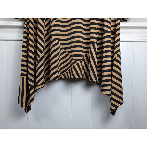 NWOT Woman Within Asymmetrical Black and Tan Striped Swing Tunic 2X - Picture 3 of 9